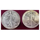 1918-D & 1942-S Walking Silver Halves