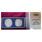 (2) 1888 Morgan Silver Dollar coins