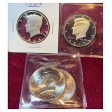 1964 Kennedy Half (cut out), 2011 & 17 proofs