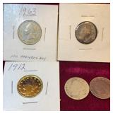 1912 V Nickels (one gold plated)
