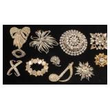 White rhinestone brooches