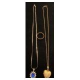 Sterling serpentine chain, gold filled locket &