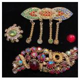 Antique multi color brooches