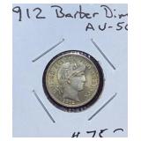 1912 Barber Dime (AU-50)