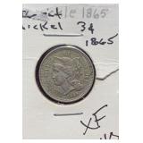 1865 3 Cent Nickel (XF)
