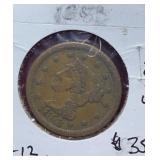 1853 Large Cent (F-12)