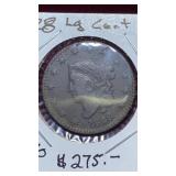 1828 Large Cent (sm wide date, EF-40)