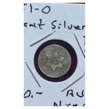 1851-O 3 Cent Silver (AU-50) Die Crack Date