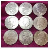 (9) 1971 Eisenhower Dollar Coins