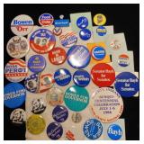 Political pins and badges