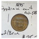 1895 Indian Cent (AU-58) Red/Brown