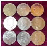 (9) 1976 Bicentennial & 1977 Eisenhower Dollar