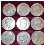 (9) 1978 Eisenhower Dollar Coins