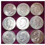 1971 (2), 1972 (1) & 1974 (6) Eisenhower Dollar