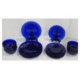 Blue Glass Plates and Bowls