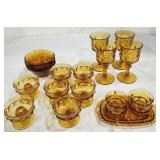 Amber Thumb Print Glass Dishes