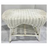 White Wicker foot stool