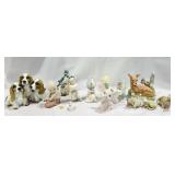 Porcelain Figurines, Dogs, Deer, Blue Jay
