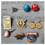 Lapel pins, Colts, NASCAR, IU tie tack