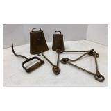 Primitive Cow Bells, Hay Hook & Spit Handle