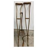 Antique Leather Wrapped Crutches, Shovel