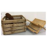 Wooden Fruit of Pine cones & Dish Drying Rack