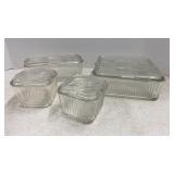 (4) Federal Glass Refrigerator Dishes w/ lids