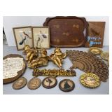 Wooden Tray & Matching Bird Feather Art