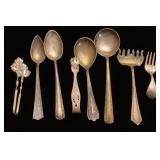 Sterling spoons, forks and tongs