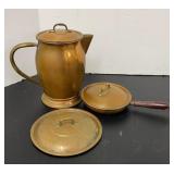 Copper Coffee Pot, skillet & lid