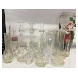 Clear Glass Candle Holders & Bud Vase