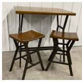 Modern Metal Framed High Top Table & Stools