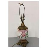 Antique Hand Painted Oil Lamp