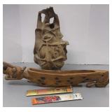 Porcelain Sculpture & Wooden Dragon Incense Tray
