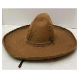 Vtg Sombrero straw woven, felt covered