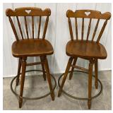 Vtg Maple Tell City Swivel Bar Stools