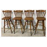 Vtg Tell City Maple Swivel Bar Stools