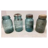 Large Box Of Blue & Other Canning Jars