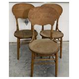 Antique Oak Round Bottom Dining Chairs