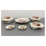 Gold Rim Hand Painted Dresser Set