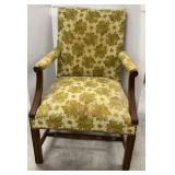 Vtg Walnut Framed Upholstered Occasional Chair