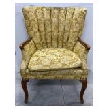 Vtg Cherry Framed Upholstered Occasional Chair