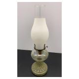 Antique Glass Oil Lamp 16in tall