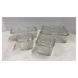 (4) Federal Glass Refrigerator Dishes w/ lids