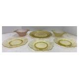 Yellow & Pink Depression Glassware