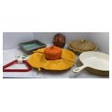 Enamel over cast iron Skillet, Porcelain Towel