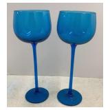 Large Blue Stem Art Glasses 14in tall