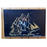 Mid Century Modern Framed Ship