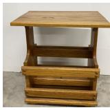 Oak End Table with Magazine Storage