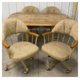 Metal Framed Dining Table & 4 Swivel Captains